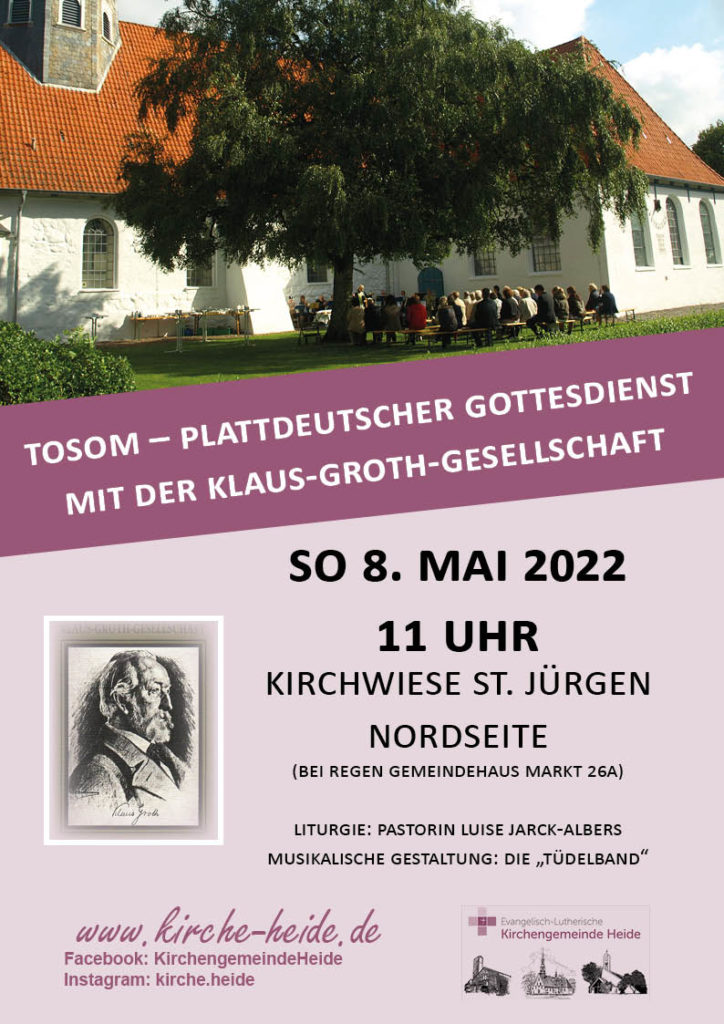 Tosom – Plattdeutscher Gottesdienst mit der Klaus-Groth-Gesellschaft